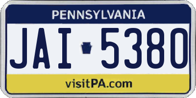PA license plate JAI5380