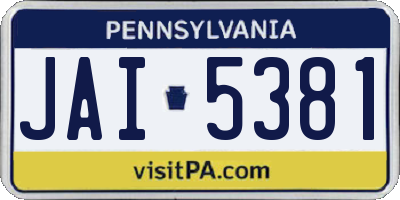 PA license plate JAI5381