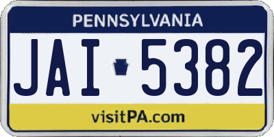 PA license plate JAI5382