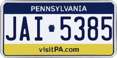 PA license plate JAI5385