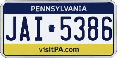 PA license plate JAI5386