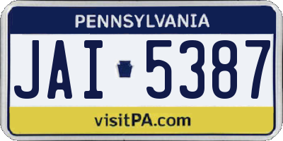 PA license plate JAI5387