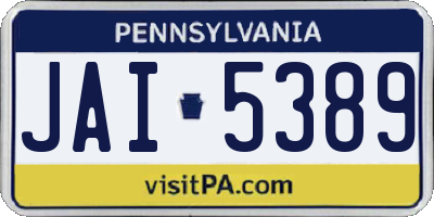 PA license plate JAI5389
