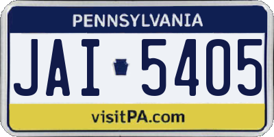 PA license plate JAI5405