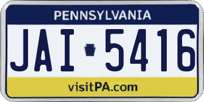 PA license plate JAI5416