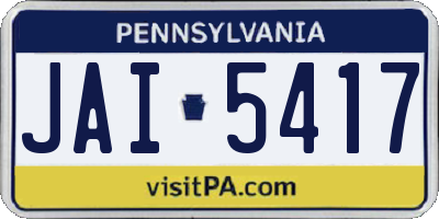 PA license plate JAI5417