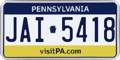 PA license plate JAI5418
