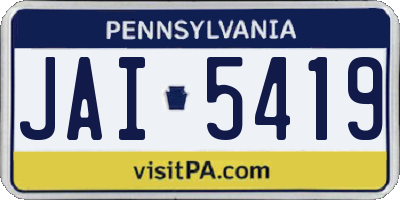 PA license plate JAI5419