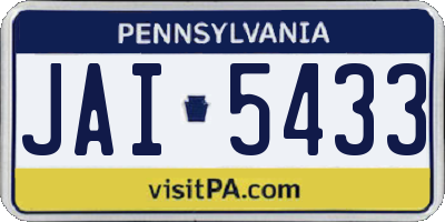 PA license plate JAI5433