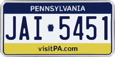 PA license plate JAI5451