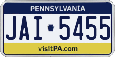 PA license plate JAI5455