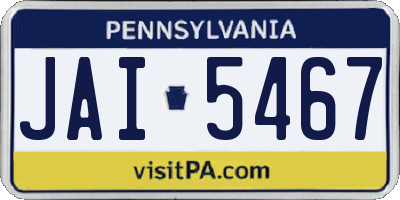 PA license plate JAI5467