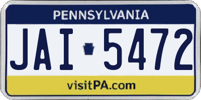 PA license plate JAI5472