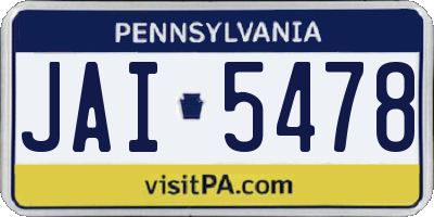 PA license plate JAI5478