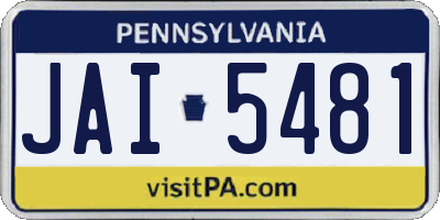 PA license plate JAI5481