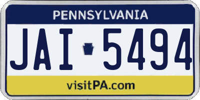 PA license plate JAI5494