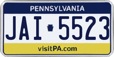 PA license plate JAI5523