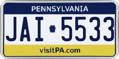 PA license plate JAI5533