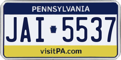 PA license plate JAI5537