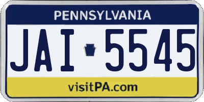 PA license plate JAI5545