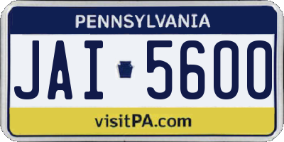 PA license plate JAI5600