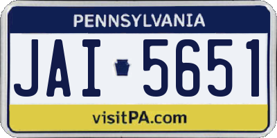 PA license plate JAI5651