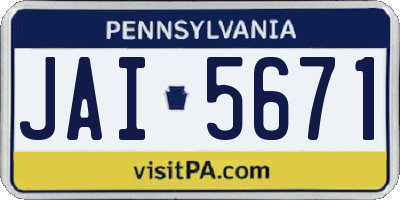 PA license plate JAI5671