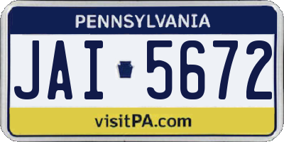 PA license plate JAI5672