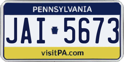 PA license plate JAI5673