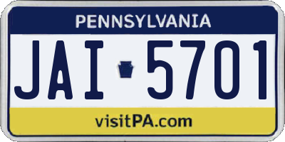 PA license plate JAI5701