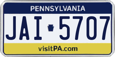 PA license plate JAI5707