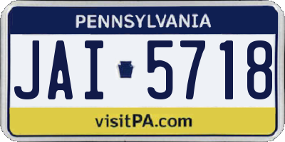 PA license plate JAI5718