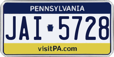 PA license plate JAI5728