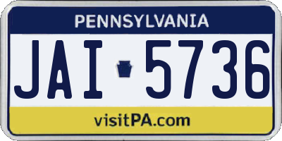 PA license plate JAI5736