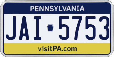 PA license plate JAI5753