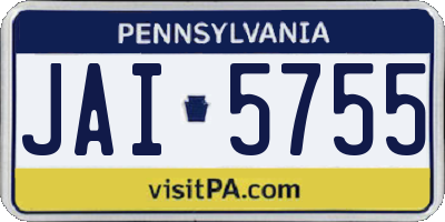 PA license plate JAI5755