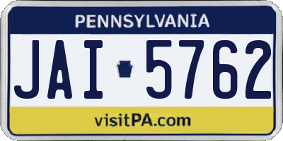 PA license plate JAI5762