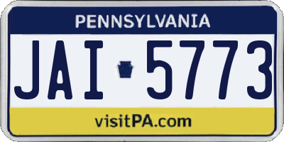 PA license plate JAI5773