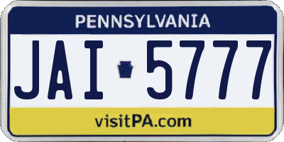 PA license plate JAI5777