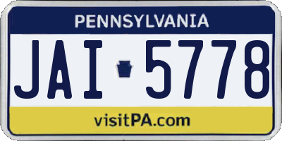 PA license plate JAI5778