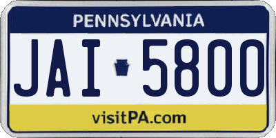 PA license plate JAI5800