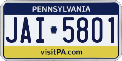 PA license plate JAI5801