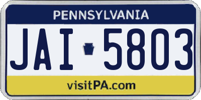 PA license plate JAI5803