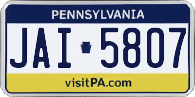 PA license plate JAI5807
