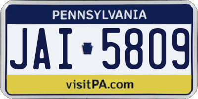 PA license plate JAI5809