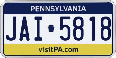 PA license plate JAI5818
