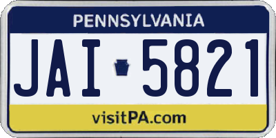 PA license plate JAI5821