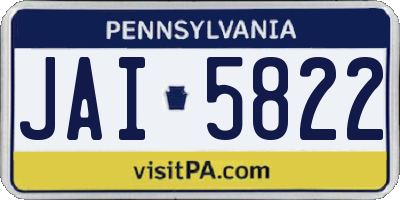 PA license plate JAI5822