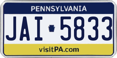 PA license plate JAI5833