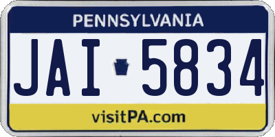 PA license plate JAI5834